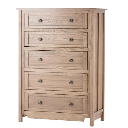 5-Drawer Chest with Block Legs and Panel Detail